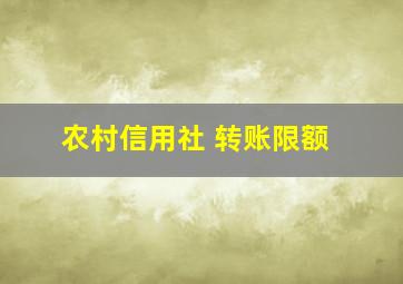 农村信用社 转账限额